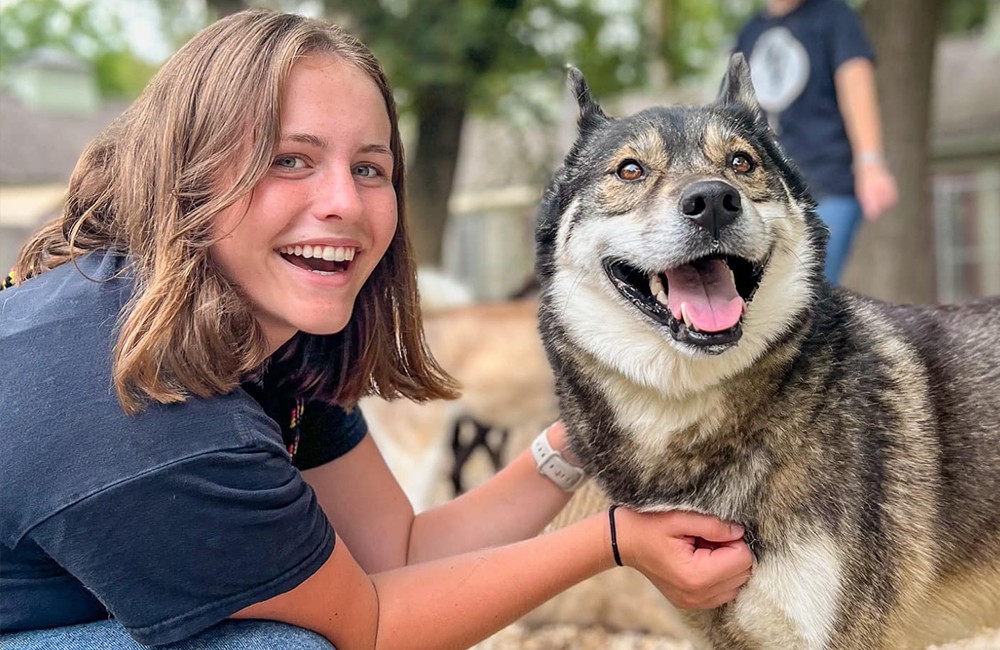 Dog and trainer enjoying outdoor time